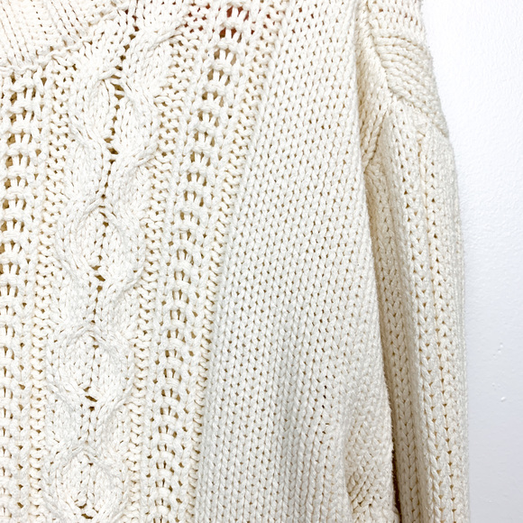 One on One Off-White Long Sleeve Cable Knit Sweater - Picture 7 of 11